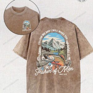 Matthew's Gospel, Fishing, Fisherman, Religion, 230g Double-Sided Printed Batik Vintage Washed T-Shirt, 100% Cotton, Comfortable For Summer Wear, Simple And Casual, Men's Cool Short-Sleeve T-Shirt