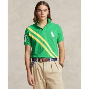 Polo Polo Shirt Men's Green Big Pony Mesh Custom Slim Fit MAC151